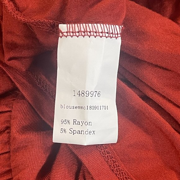 NWOT SheIn Orange Brown Red Rust 70s Boho Flowy Bell Sleeve Crop Blouse Top Sz M - Picture 9 of 9